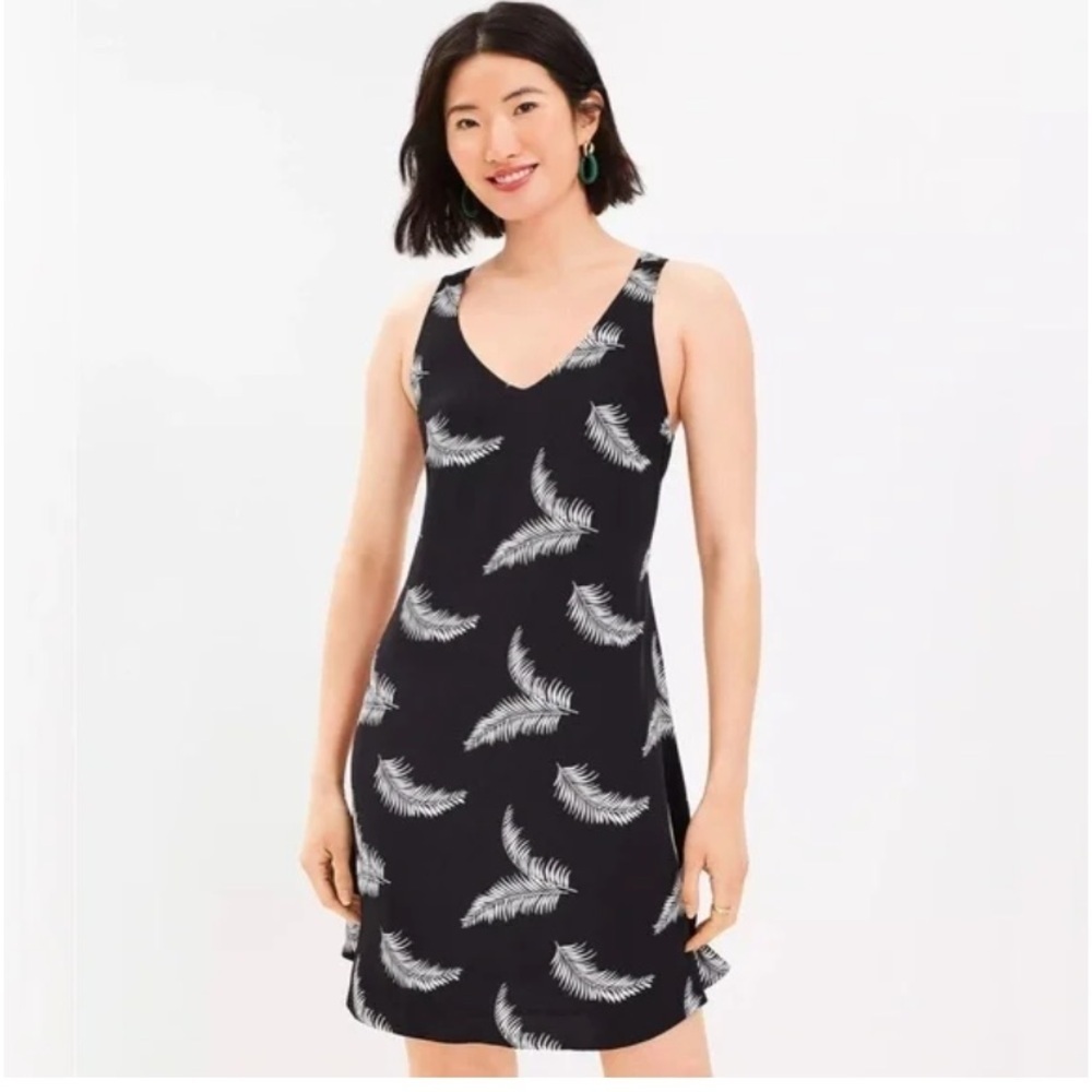 The Loft Black Dress with White Feather Print